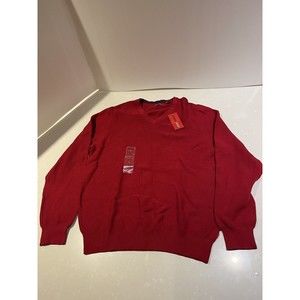 IZOD Red Sweater Mens Size Medium M Long Sleeve V-Neck NWT